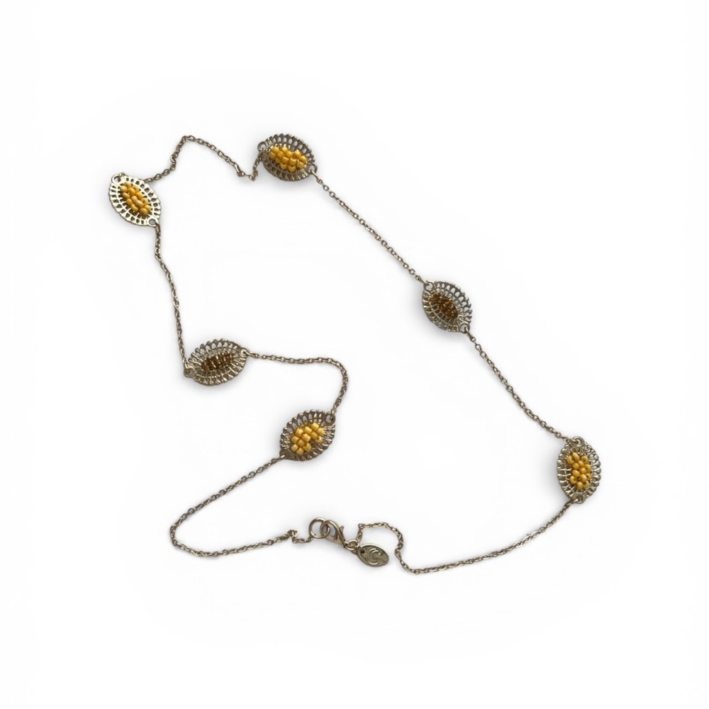 Cheery Charming Charlie Gold and Yellow Beaded Charm Necklace